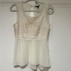 American Eagle Outfitters Ivory Lace & Pleated  Top